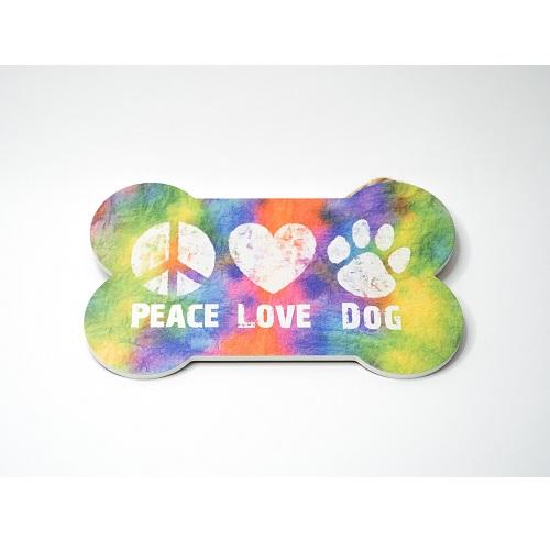 Dog Speak Bone Shape Sign - Peace Love Dog