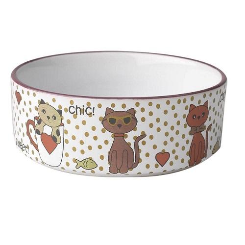 Petrageous Chic Kitty 2 Cups White Multi Shimmer Pet Feeding Bowl