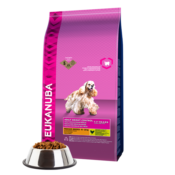 Eukanuba Adult Dry Dog Food Weight Control For Medium Breed, Chicken