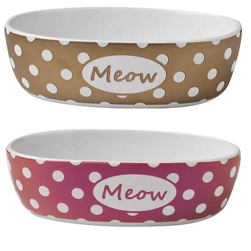 Petrageous 2 Cups Bedazzled Meow Shimmer Oval Shaped Bowls