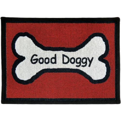 PB Paws & Co. Tapestry Pet Mats, Good Doggy Pattern (Red)