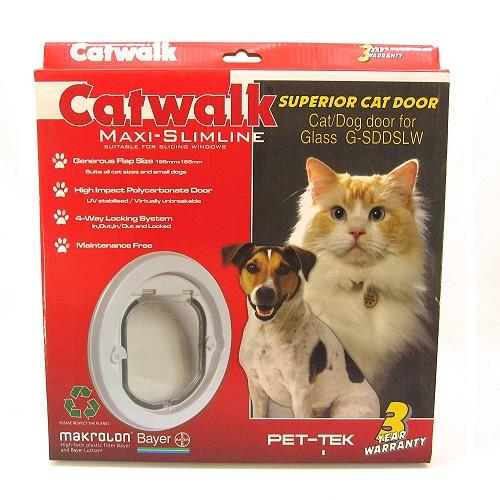 Pet-Tek Catwalk Maxi-Slimline G-SDDSLW Glass Fitting Door For Large Cats & Small Dogs
