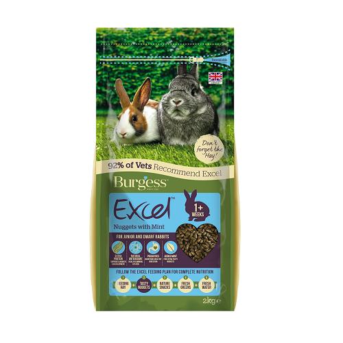 Burgess Excel Junior & Dwarf Rabbit Nuggets with Mint, 2 kg