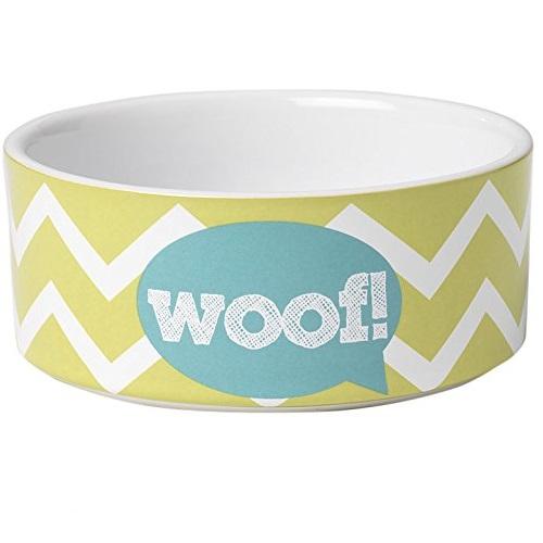 Petrageous Designs Zigazaga Woof Lime Green Stoneware Dog Bowl