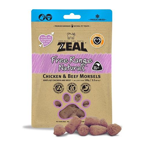 Zeal Free Range Naturals Chicken & Beef Morsels Freeze-Dried Cat Treats 100g