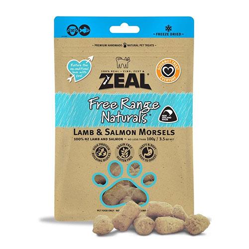 Zeal Free Range Naturals Lamb & Salmon Morsels Freeze-Dried Cat Treats 100g