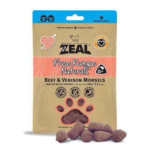 Zeal Free Range Naturals Beef & Vension Morsels Freeze-Dried Cat Treats 100g