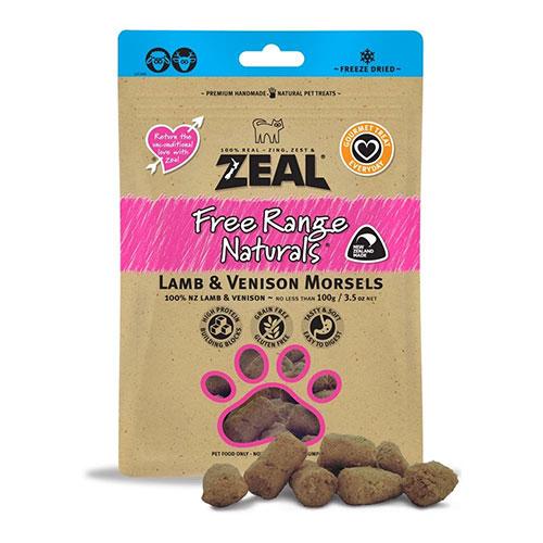 Zeal Free Range Naturals Lamb & Vension Morsels Freeze-Dried Cat Treats 100g