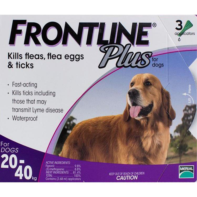 Frontline Plus for Dogs 44-88lbs (20-40kg) - 3 Pipettes