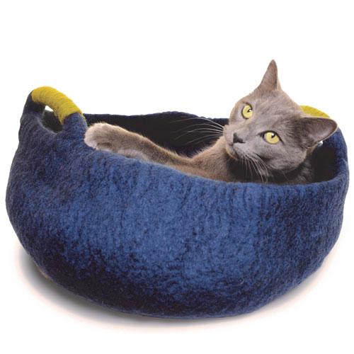 Dharma Dog Karma Cat Handle Basket Navy For Cats & Small Dogs