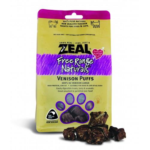 Zeal Free Range Naturals Dried Venison Puffs - Treats For Dogs & Cats