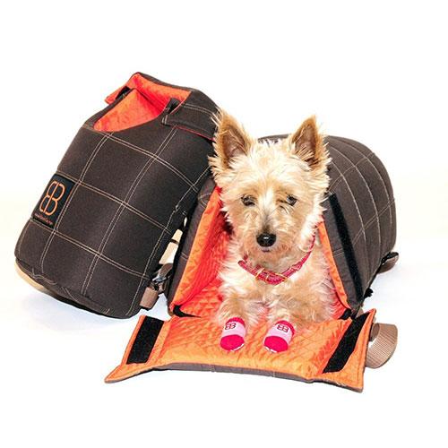Petego Velvet Lenis Pack - Front/Back Pack ( Brown/Orange) For Small Dogs, Cats & Other Small Animal