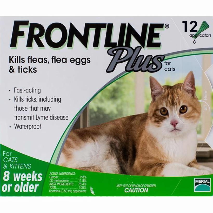 Frontline Plus for Cats 8 Week or Older - 12 Pipettes