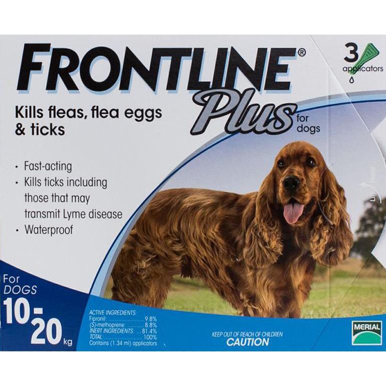Frontline Plus for Dogs 22-44lbs (10-20 kg) - 3 Pipettes