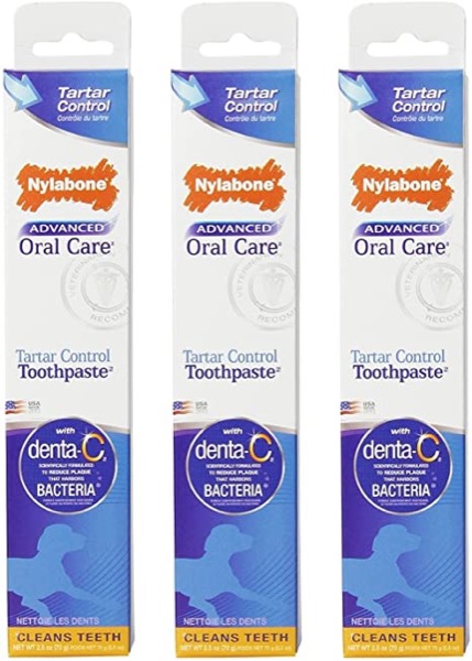 Nylabone Advanced Oral Care Peanut Flavored Natural Dog Toothpaste 2.5oz Tubes (3 Pack)
