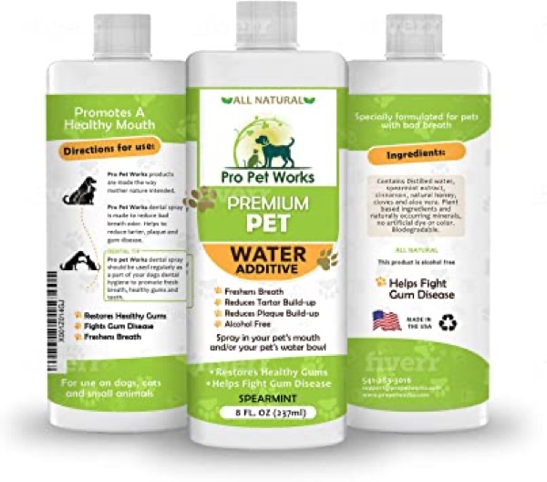 Premium Pet Dental Water Additive for Dogs Cats & Small Animals-Dog Dental Care for Bad Pet Breath-Oral Mouth Care That Fights Tartar, Plaque and Gum Disease- [17 oz] Dog Toothpaste Deodorizer