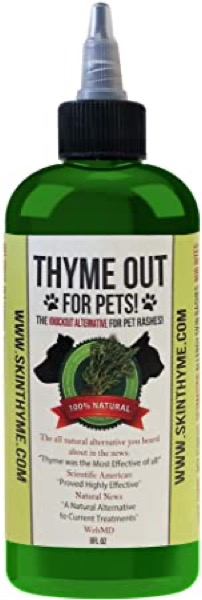 Thyme Out for Pets (8oz) - Natural Dog and Cat Itch Relief & Skin Treatment for Itchy Paws and Ringworm - Yeast Infection, Dandruff and Hot Spot Spray for Dogs - All Natural, Organic Blend