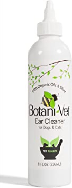 BotaniVet Ear Cleaner 8 Oz - 100% Natural Ingredients - Made with Certified Organic Oils and Silver - Veterinary Dermatologist Formulated for Dogs and Cats with Ear Problems