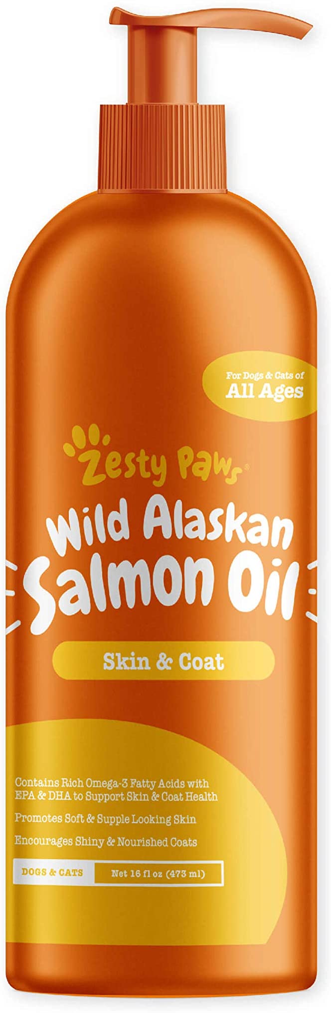 Zesty Paws Pure Wild Alaskan Salmon Oil for Dogs & Cats - Supports Joint Function, Immune & Heart Health - Omega 3 Liquid Food Supplement for Pets - All Natural EPA + DHA Fatty Acids for Skin & Coat