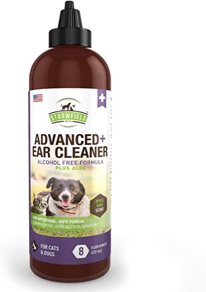 Dog Ear Cleaner Solution - Pet Cleaning Ear Wash for Dogs Cats - 8 oz - Cat, Dog Ear Infection Treatment, Yeast, Odor, Itching, Otitis Externa, Wax, Antibacterial Antifungal Otic Cleanser, USA