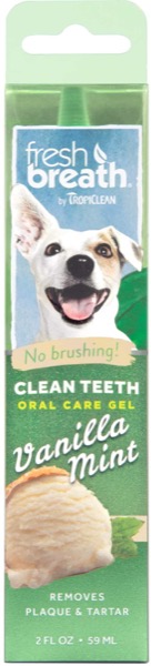 Fresh Breath by TropiClean No Brushing Vanilla Mint Clean Teeth Dental & Oral Care Gel for Dogs, 2oz, Made in USA