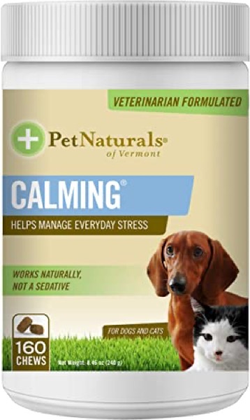 Pet Naturals of Vermont - Calming, Behavioral Support Supplement for Dogs and Cats, 160 Bite Sized Chews