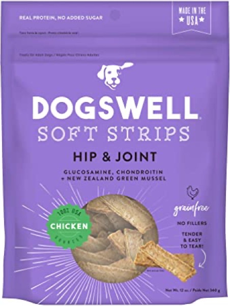 Dogswell 100% Meaty Soft Treats for Dogs, Made in the USA with Glucosamine, Chondroitin & New Zealand Green Mussel for Healthy Hips