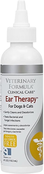 Veterinary Formula Clinical Care Ear Therapy, 4 oz.  Medicated Formula Treats Bacterial, Fungal and Yeast Infections in Dogs and Cats  Cleans, Disinfects and Deodorizes