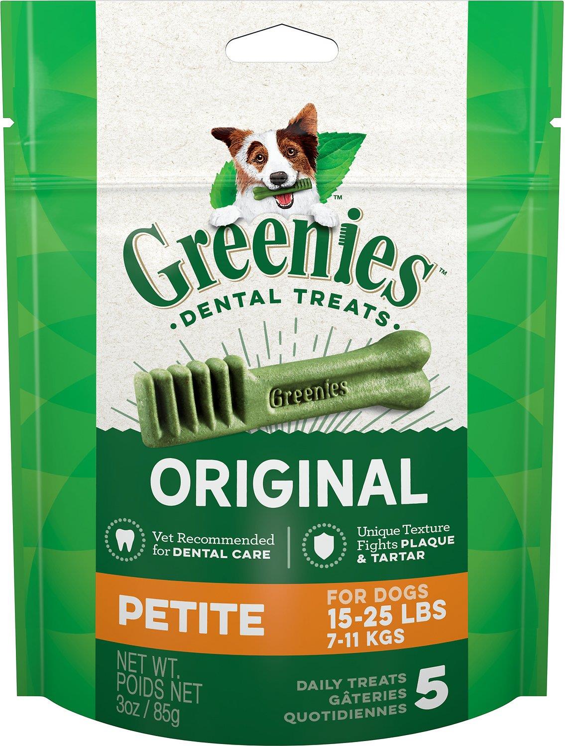 Greenies Original Petite Dental Dog Treats 15-25 lbs 5 Count