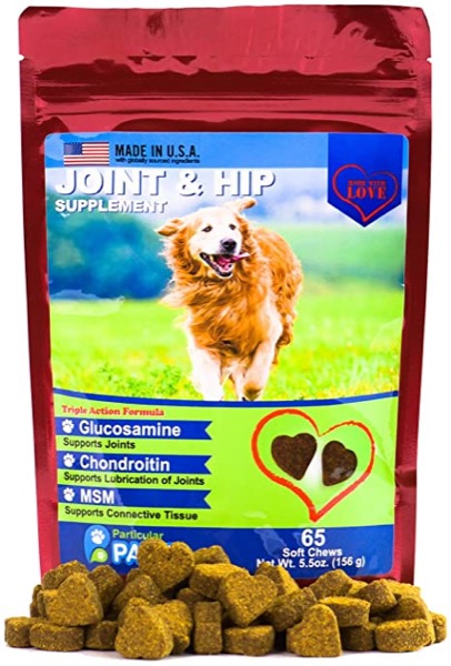 Particular Paws Glucosamine for Dogs - Treats - Joint & Hip Formula with MSM, Chondroitin and Hyaluronic Acid