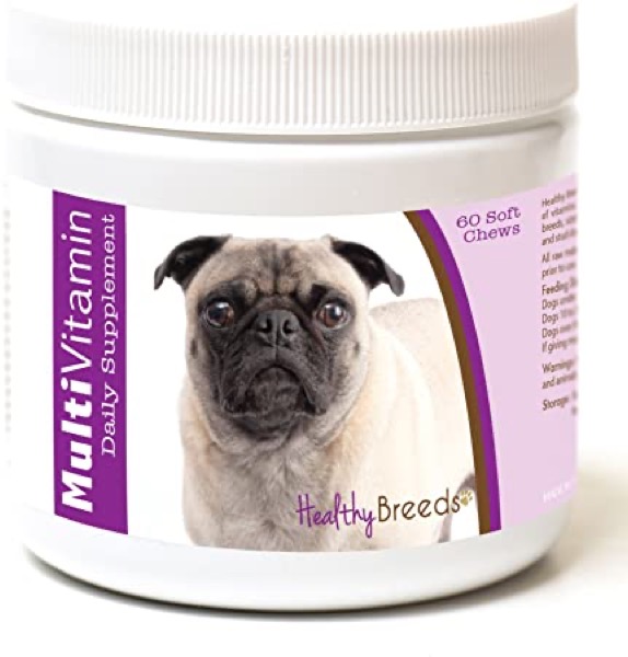 Healthy Breeds Multivitamin Daily Dietary Supplement - Over 200 Breeds - Vet Recommended Formula - Bacon Flavored Soft Chews - 60 Count