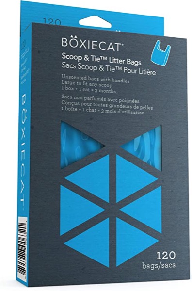 Boxiecat Scoop & Tie Litter Bags  Cat Litter Clump & Poop Bags  Leakproof - Large to Fit Any Scoop  Handles to Conveniently Tie Seal in Odors - Unscented