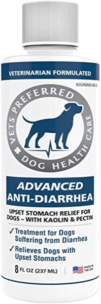 Vets Preferred Advanced Anti-Diarrhea Liquid | Veterinarian-Grade Anti Diarrhea Dogs Solution | Fast Relief for Dog Diarrhea, Upset Stomach, Cramping, Discomfort, Dog Gas | Kaolin & Pectin (8 oz.)