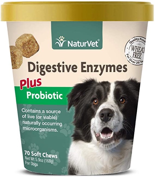 NaturVet  Digestive Enzymes for Dogs - Plus Prebiotics & Probiotics  Helps Support Diet Change & A Healthy Digestive Tract  for Dogs & Cats