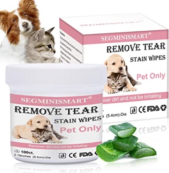 SEGMINISMART Pet Eye Wipes, Pet Tear Stain Wipes, Pet Wipes, Pet Eye Stain Remover Wipes for Dogs Cats, Eye Tear Stain Remover Wipes for Cats & Dogs