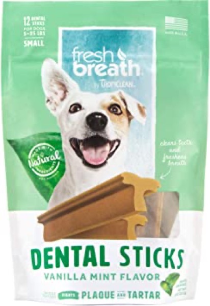 Fresh Breath by TropiClean Dental Sticks for Small Dogs (5-25 Pounds), 12ct, 8oz - Made in USA - Removes Plaque & Tartar