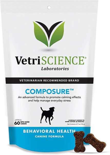 VetriScience Laboratories- Composure, Calming Behavior Support Supplement for Dogs Dealing with Separation Stress, Noise, Thunder and Situational Anxiousness and Anxiety. Chews Available in 3 Flavors