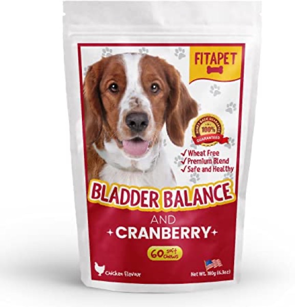 Fitapet Urinary Dog Cranberry Soft Chews  Promotes Bladder Control + Kidney and UTI Health  Tasty Chicken Flavor 60 Count
