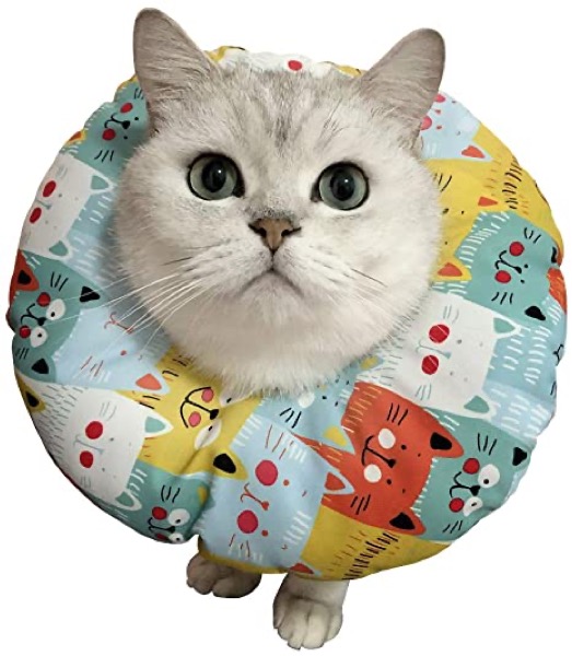 USAMS Adjustable Cat Recovery Collar, Waterproof Neck Elizabethan Cone After Surgery, Wound Healing Protective Soft Edge for Pets/Kitten/Cats/Small Dogs