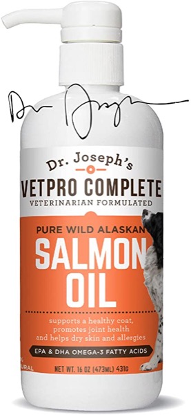 VetPro Complete 100% Pure Wild Alaskan Salmon Oil for Dog & Cat Food - Large 16 oz - Omega 3 & 6 Liquid Fish Oil Supplement - Supports Healthy Coat & Joints - Helps Dry Skin & Allergies
