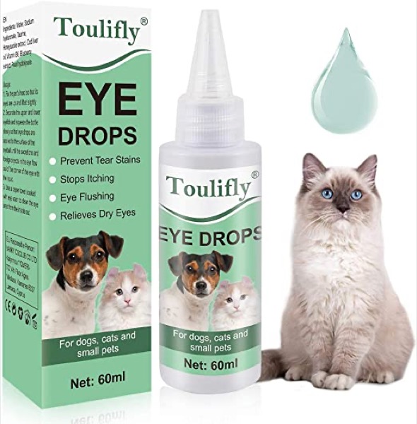 TOULIFLY Dog Eye Drops, Cat Eye Drops,Dog Eye Drops Natural, Pet Eye Cleaner for Dogs & Cats, Tear Stain & Dirt Crust and Discharge Remover, Helps Reduce Irritation and Prevents Tear Stains