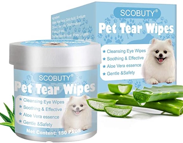 SEGMINISMART Pet Eye Wipes,Pet Tear Stain Wipes, Pet Wipes,Eye Tear Stain Remover Wipes for Pets,Natural Tear Eye Stain Remover Pads,150 Pads