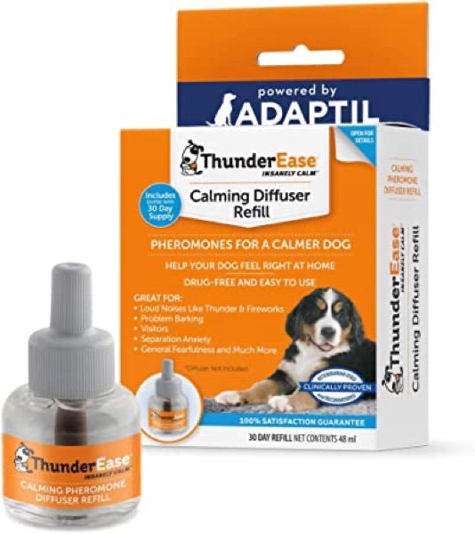 ThunderEase Dog Calming Pheromone Diffuser Refill | Powered by ADAPTIL | Vet Recommended to Relieve Separation Anxiety, Stress Barking and Chewing, and The Fear of Fireworks and Thunderstorms