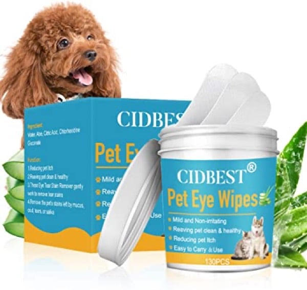 CIDBEST Pet Eye Wipes, Dog Cat Tear Stain Wipes, Dog Eye Crust Remover, Natural Tear Eye Stain Remover Pads for Pets, Cleansing Eye Wipes, Reducing pet Eye Itch, Pet Soft Grooming Wipes