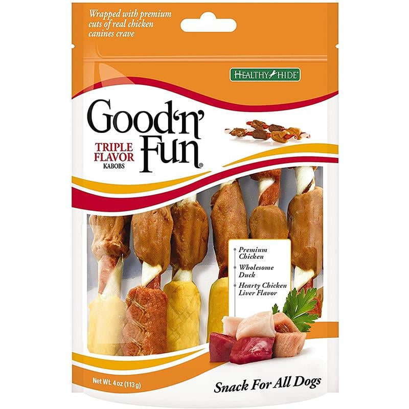 Good n Fun Triple Flavor Kabobs Chicken, Duck & Chicken Liver Dog Chews 6 Count