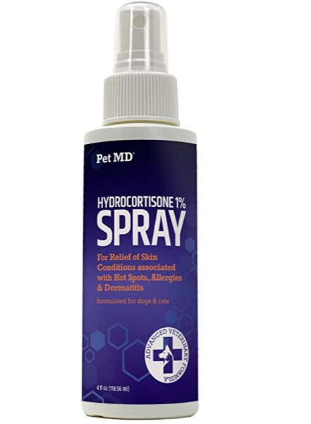 Pet MD Hydrocortisone Spray for Dogs, Cats, Horses - Itch Relief Spray for Hot Spots, Flea and Insect Bites, Irritated Dry Itchy Skin, Allergies, and Dermatitis - Reduces Topical Inflammation - 4 oz