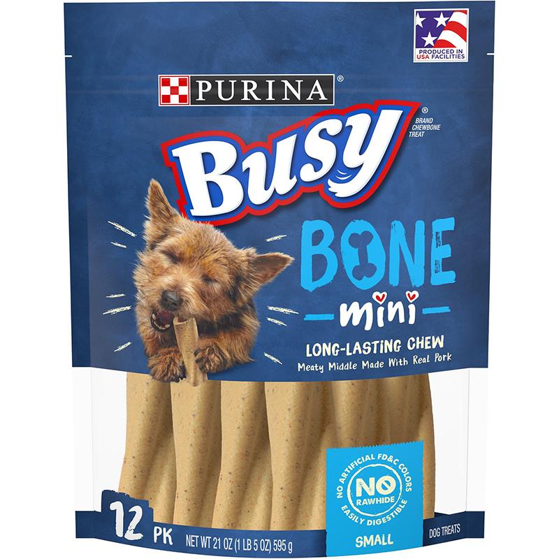 Purina Busy Bone with Real Meat Mini Rawhide-Free Dog Treats 12 Count