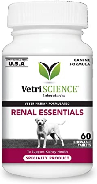 VetriScience Laboratories - Renal Essentials Kidney Health Support for Dogs, 60 Chewable Tablets