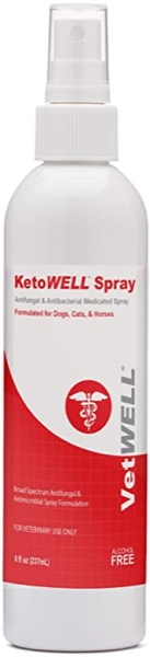 KetoWELL Chlorhexidine & Ketoconazole Antiseptic Medicated Spray for Dogs & Cats - Hot Spot Treatment, Ringworm, Yeast, Fungal Infections, Acne - Aloe & Vitamin E - 8 oz