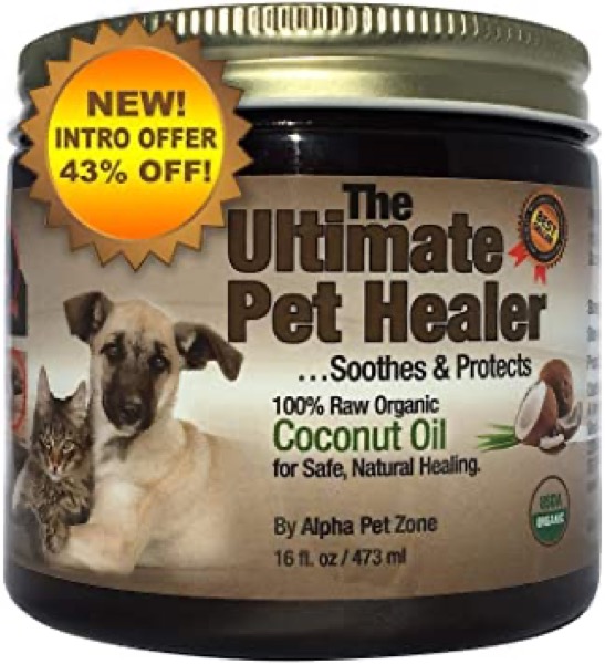 Coconut Oil for Dogs Alpha Pet Zone, Treatment for Itchy Skin, Dry Elbows, Paws and Nose